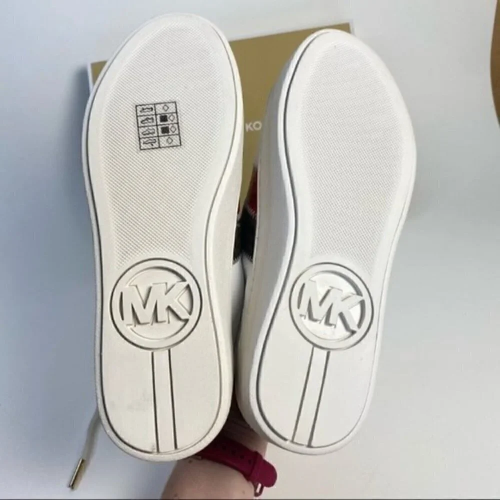 Michael Kors Poppy Lace Up White Leather Sneakers Shoes size 9
